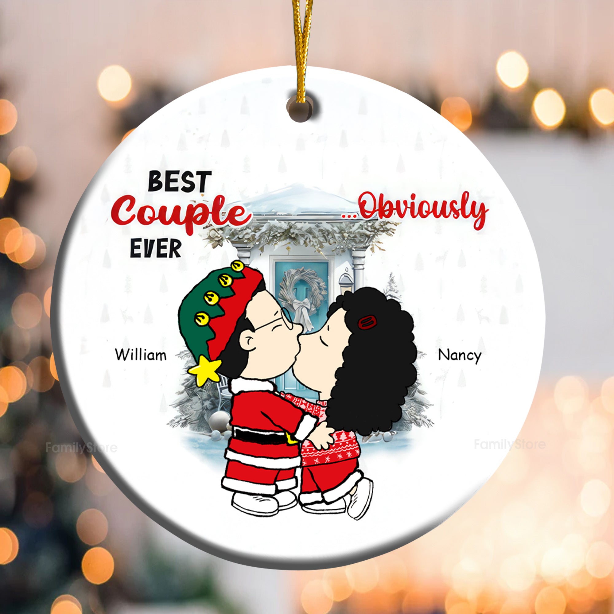 Personalized Ceramic Ornament Best Couple Ever Gift for Husband and Wife