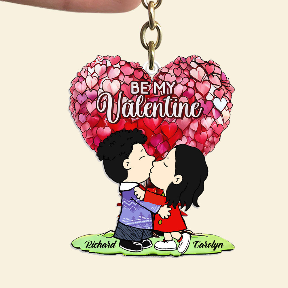Personalized Be My Valentine Acrylic Keychain Gift for Couples