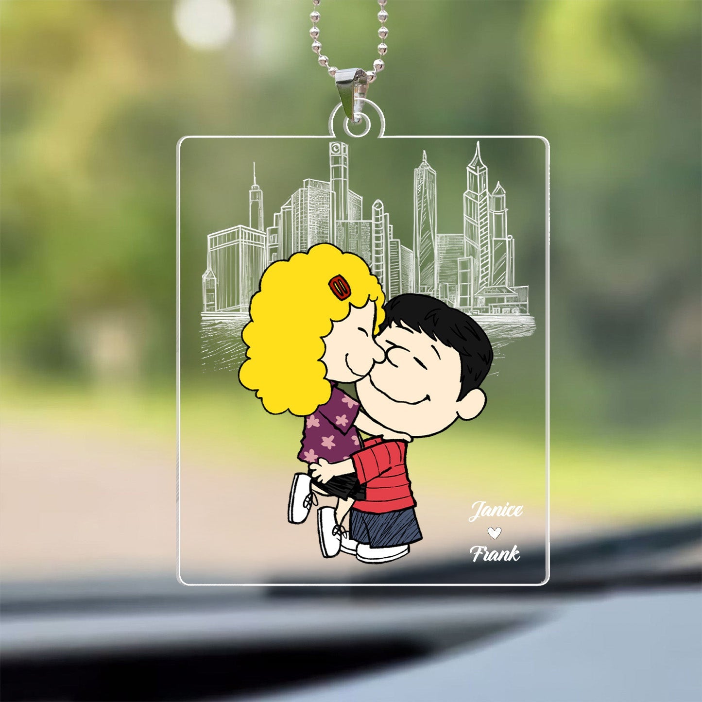 Personalized Acrylic Car Ornament for Couple - Gift for Husband or Wife