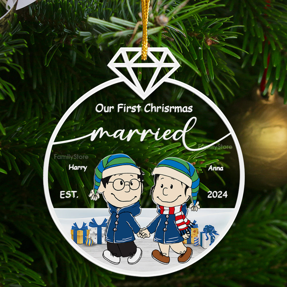 Personalized Acrylic Ornament First Christmas Married Gift for Couple
