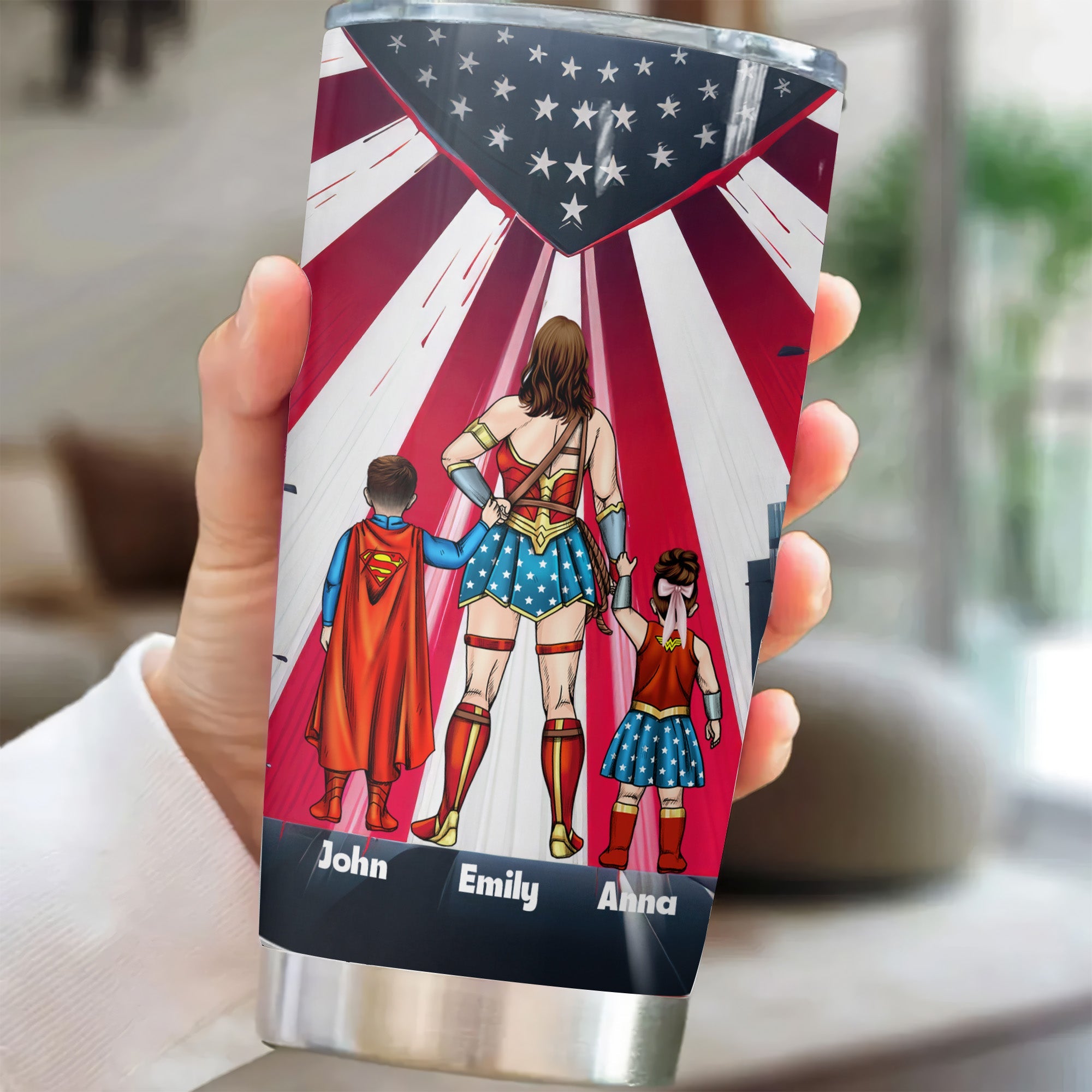 Personalized Superhero Mom Stainless Steel Tumbler Gift for Mother's Day