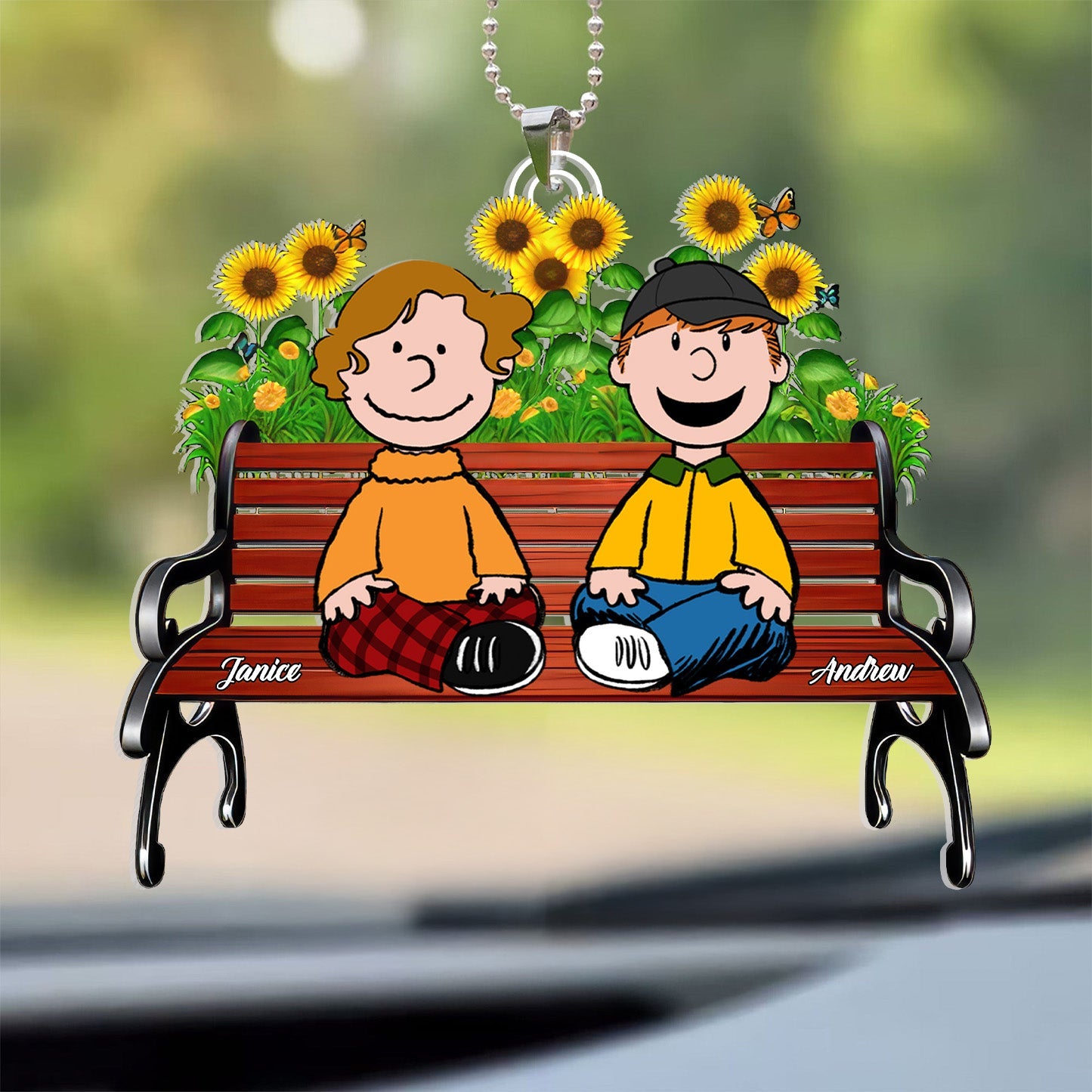 Personalized Car Ornament Acrylic Keychain for Couple Gift