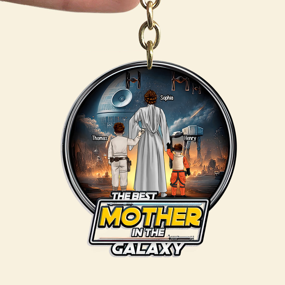 Personalized Acrylic Keychain The Best Mother In The Galaxy Gift for Mom, Grandma, Wife
