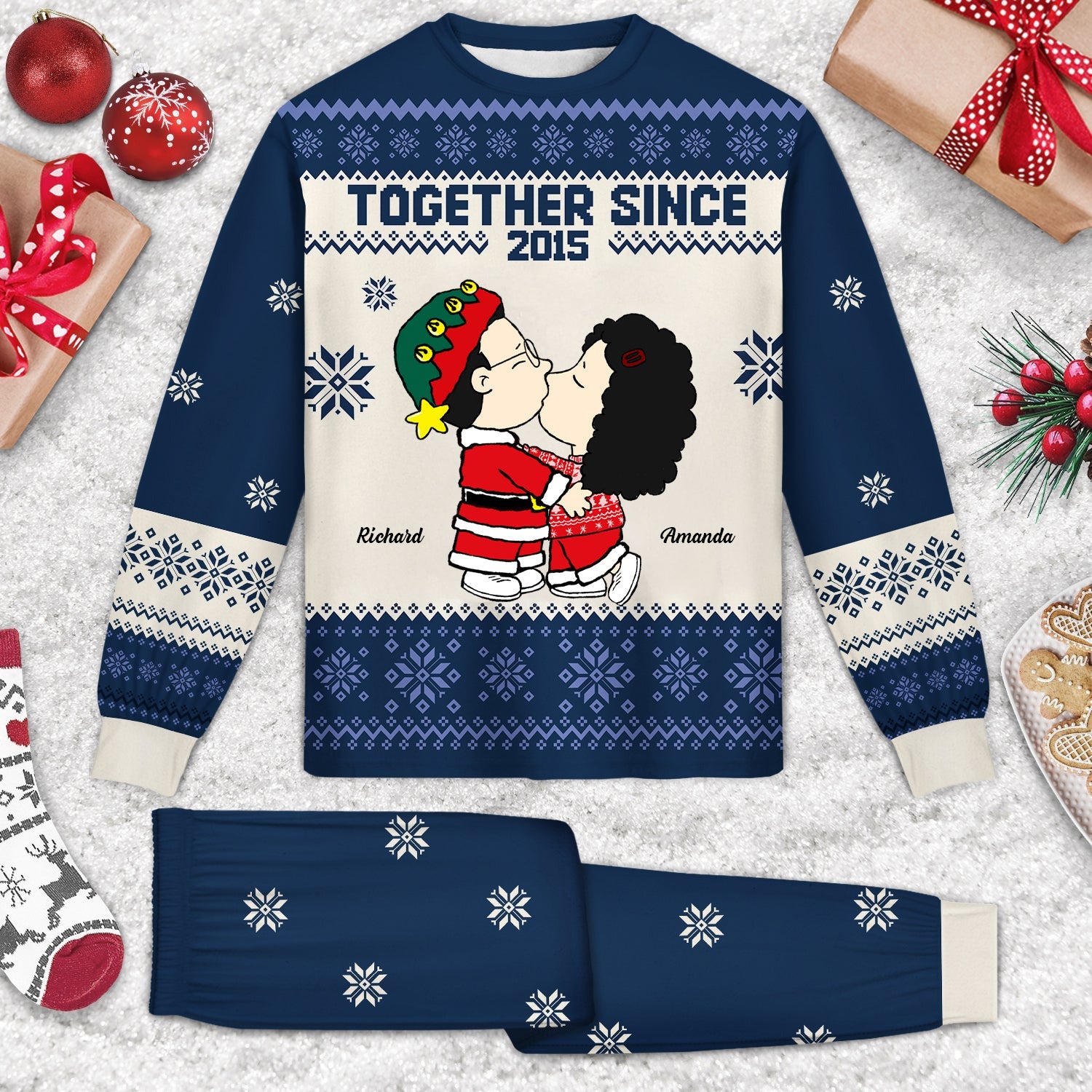 Personalized Unisex Pajama Set Together Since 2023 Gift for Couples