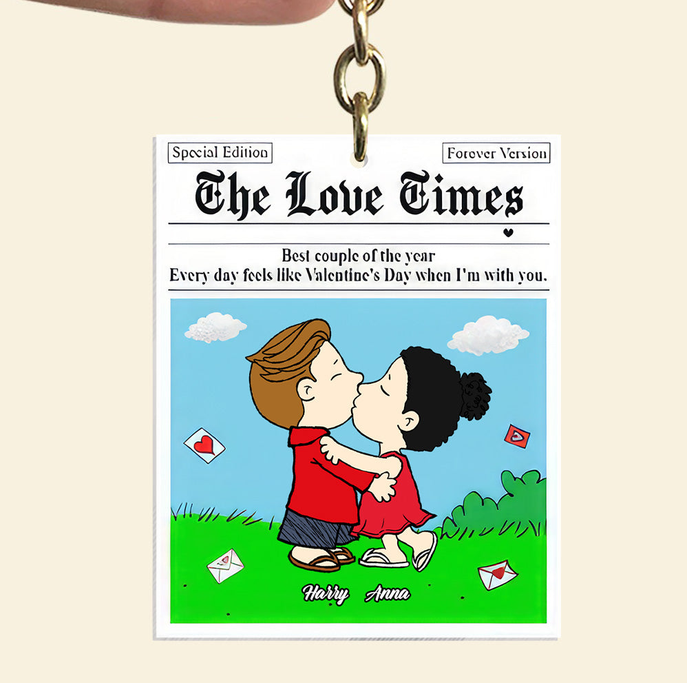 Personalized Acrylic Keychain Custom Cartoon Couple Gift for Anniversary