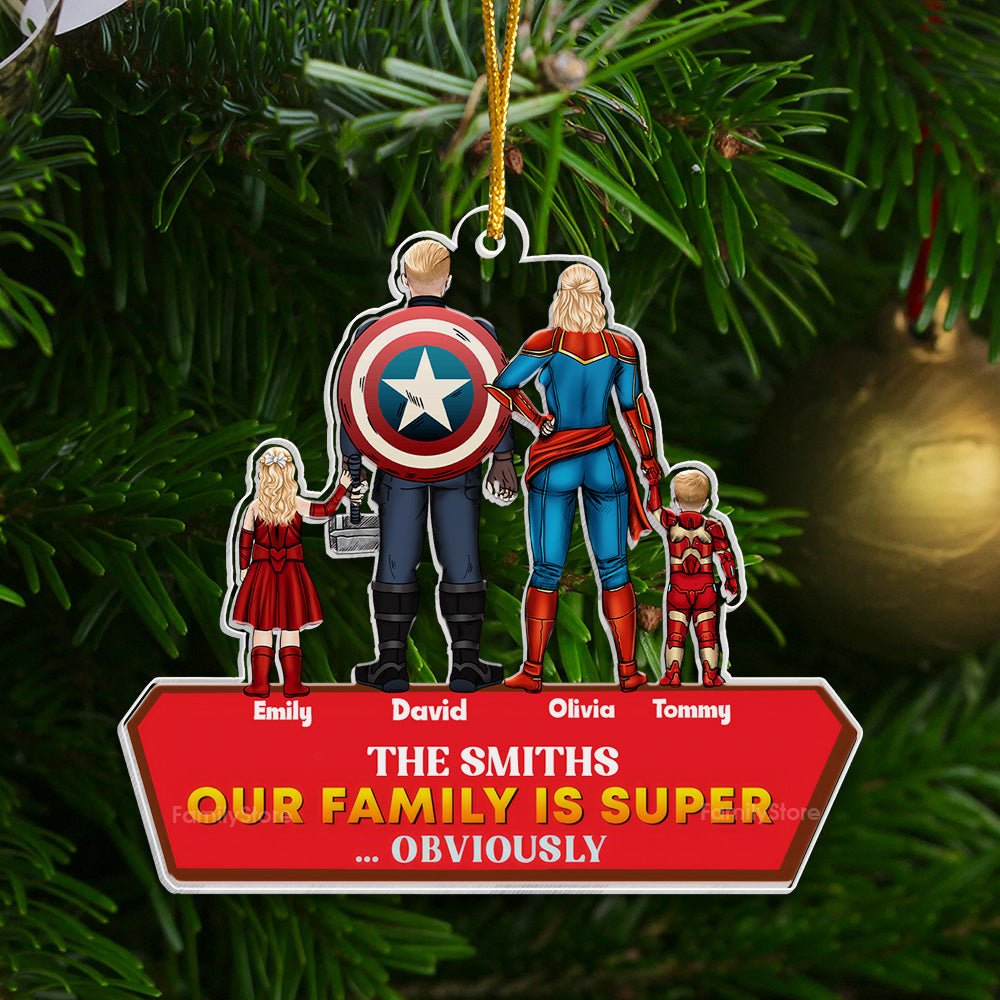 Personalized Super Hero Acrylic Ornament Family Gift
