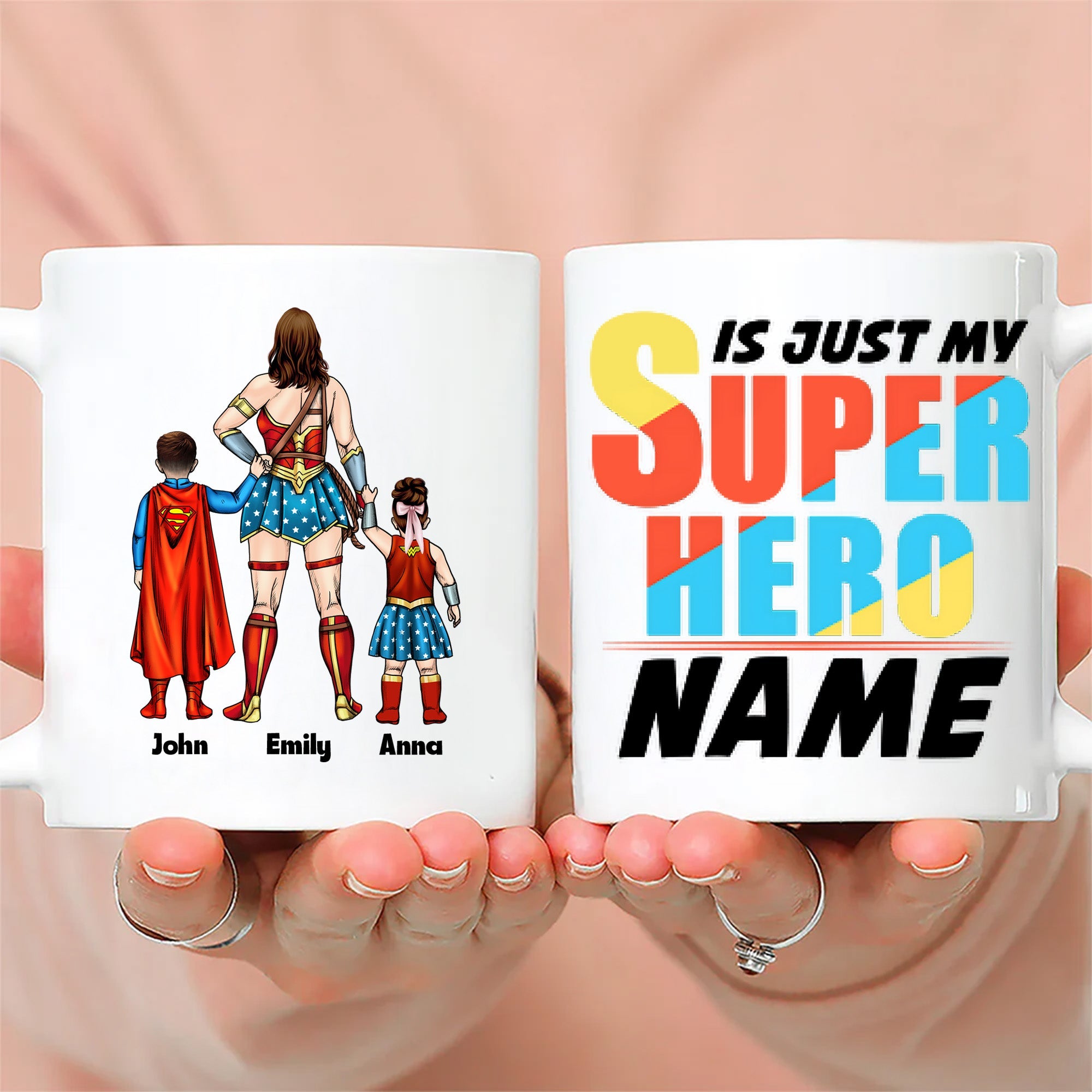 Personalized Superhero Mug Gift for Mom | Custom Names