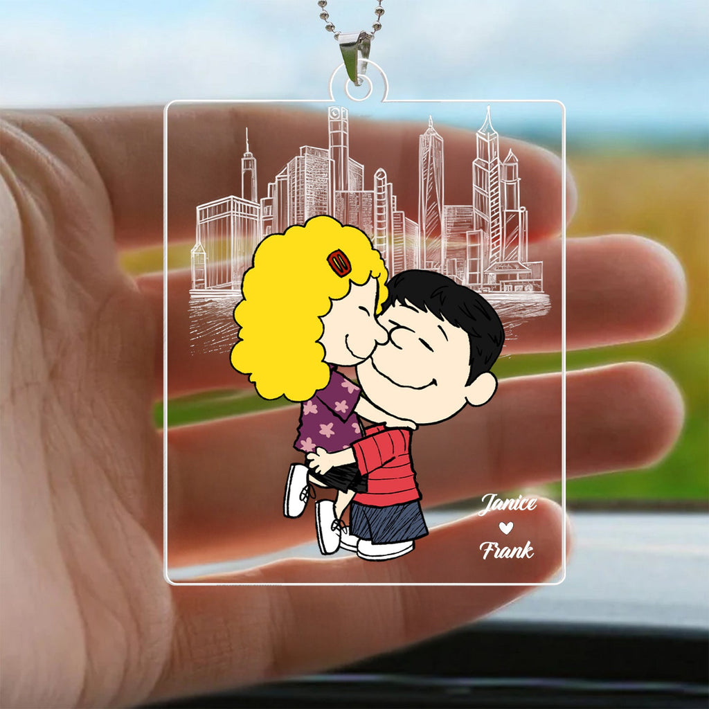 Personalized Acrylic Car Ornament for Couple - Gift for Husband or Wife