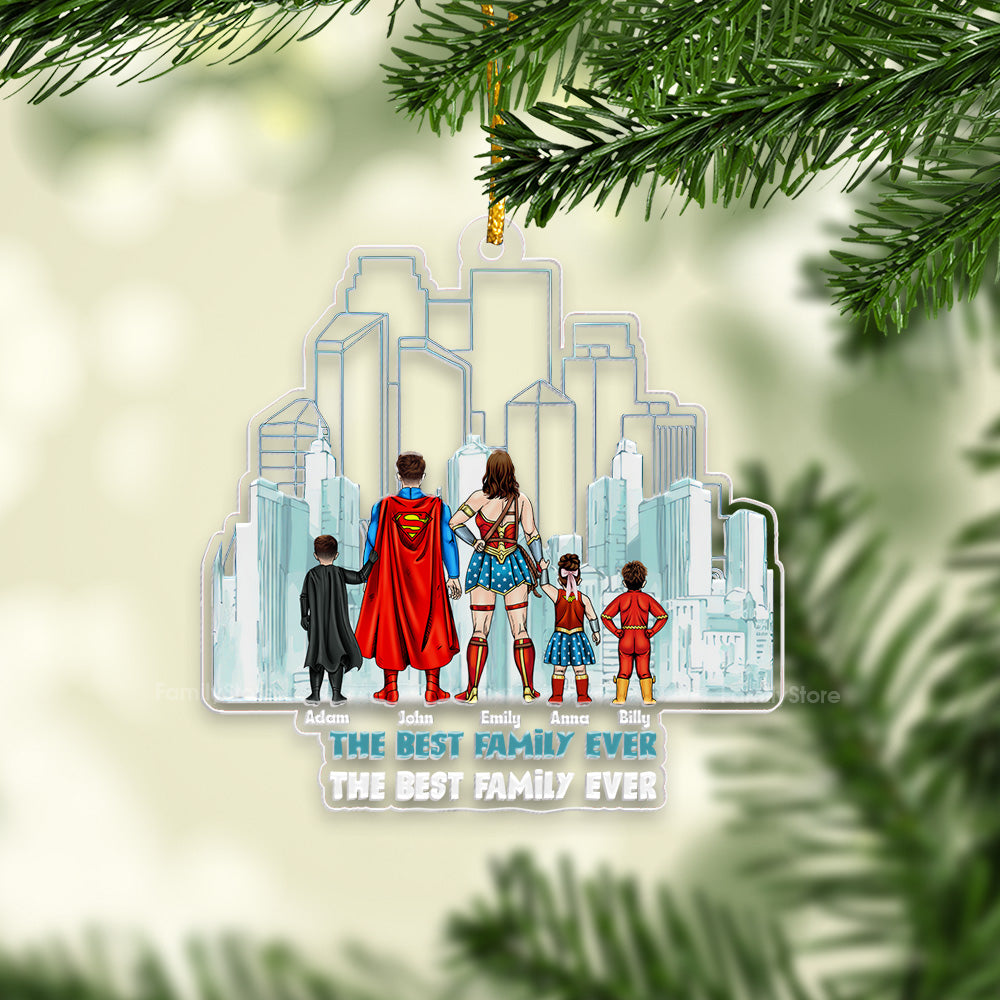 Personalized Superhero Family Acrylic Ornament Gift