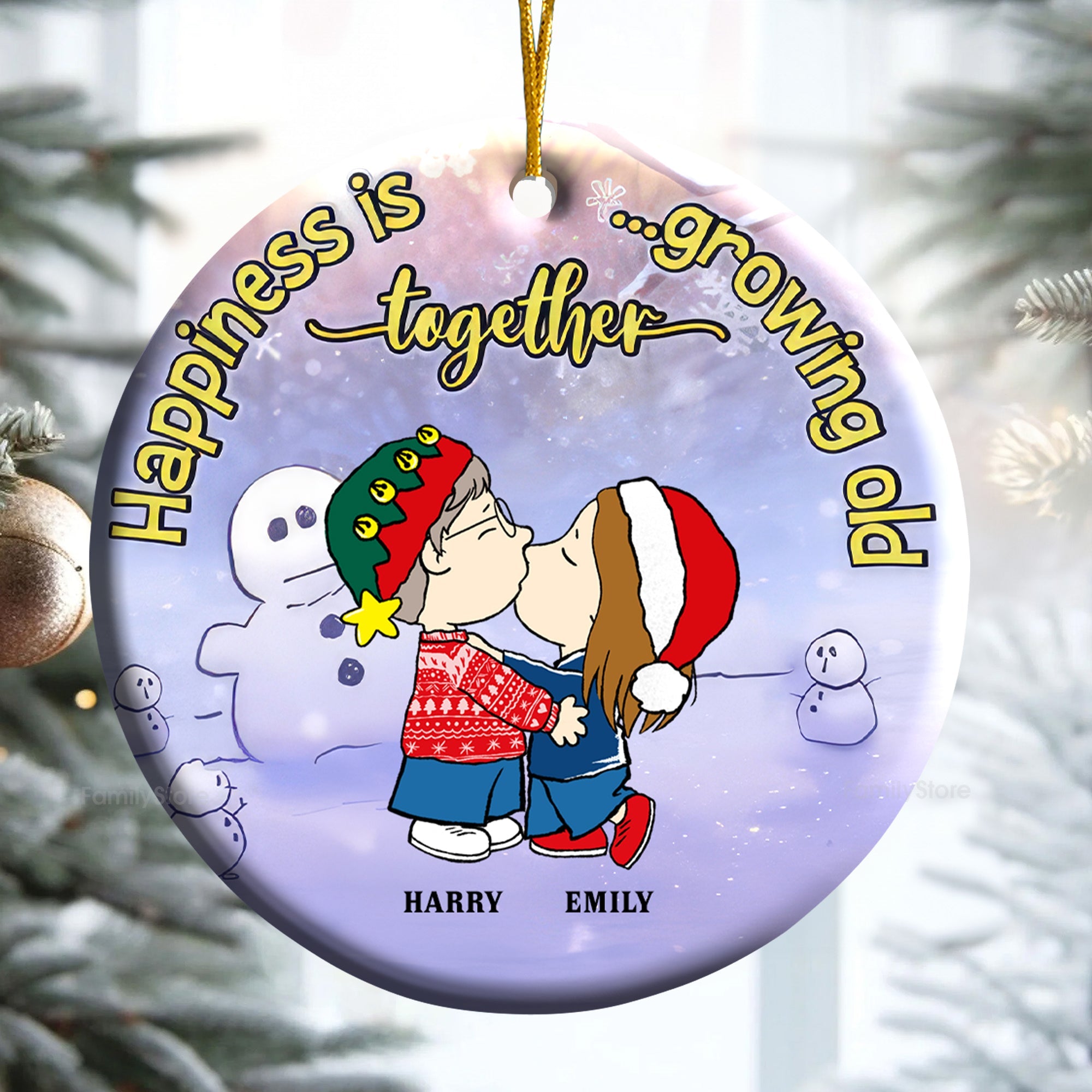 Personalized Ceramic Ornament Growing Old Together Gift for Couple