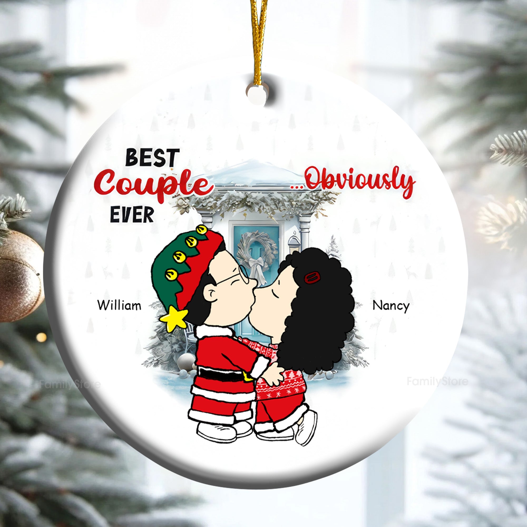 Personalized Ceramic Ornament Best Couple Ever Gift for Husband and Wife