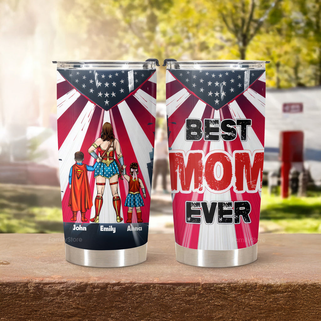 Personalized Superhero Mom Stainless Steel Tumbler Gift for Mother's Day