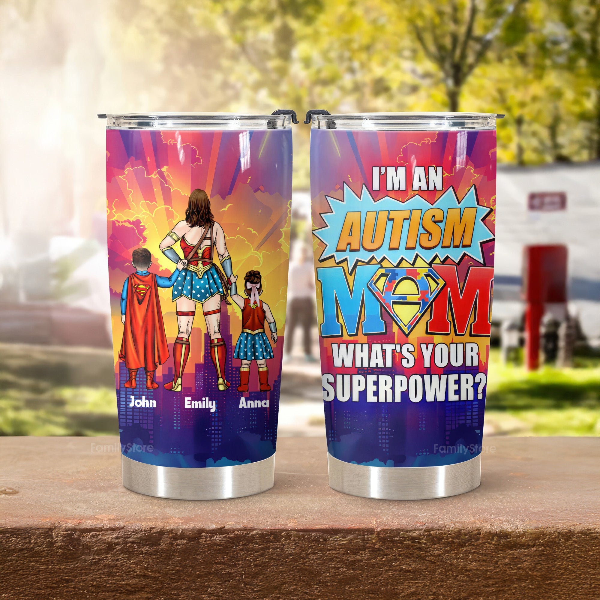Personalized Super Mom Tumbler Gift for Mom & Grandma