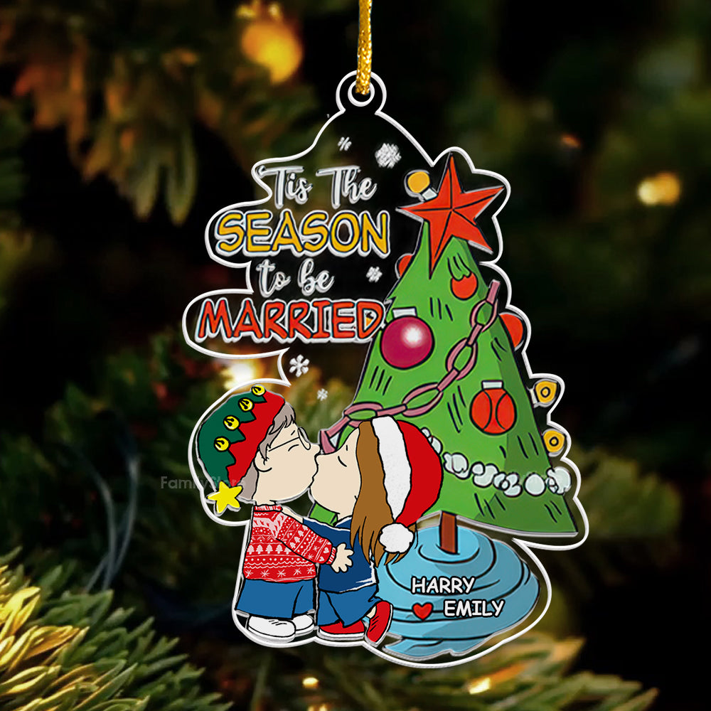 Personalized Acrylic Ornament Tis The Season To Be Married Gift for Couples