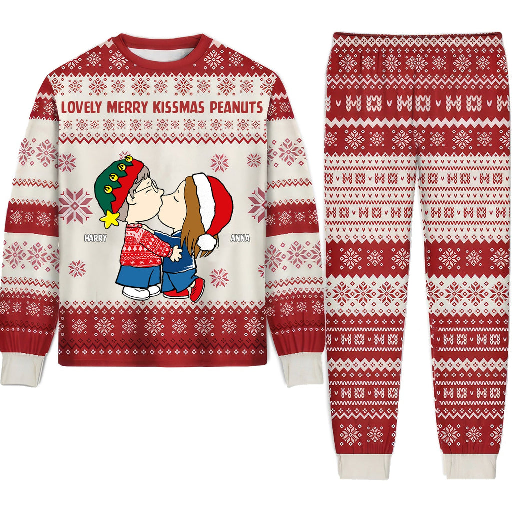 Personalized Unisex Pajamas Set with Kissmas Design for Couples | Holiday Gift