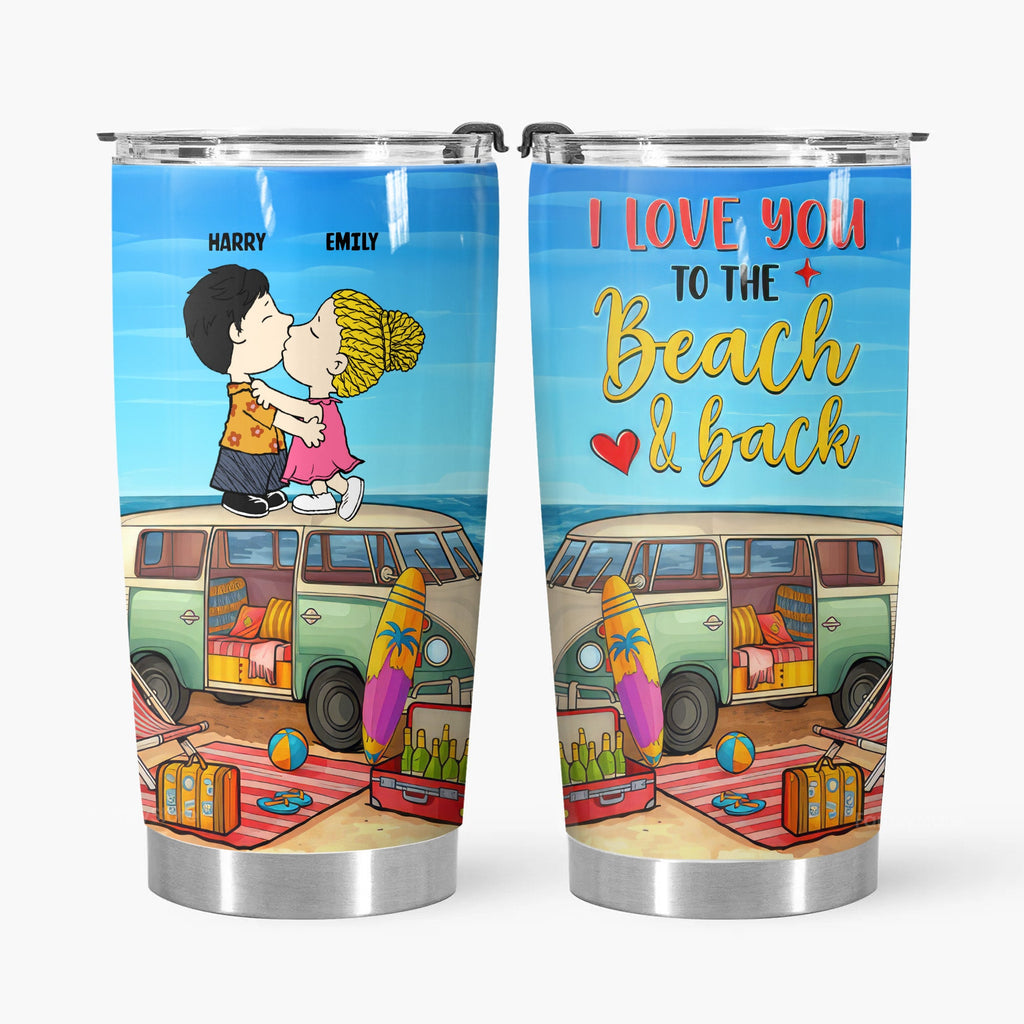 Personalized Beach-Themed Tumbler Gift for Couples | Custom Name
