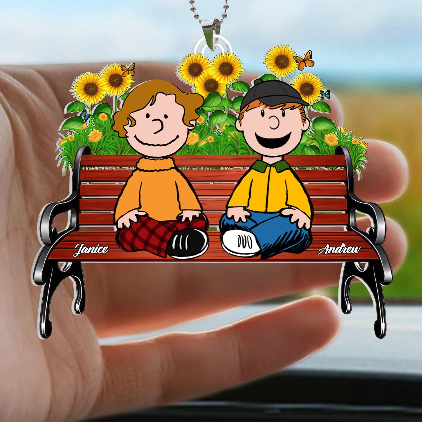 Personalized Car Ornament Acrylic Keychain for Couple Gift