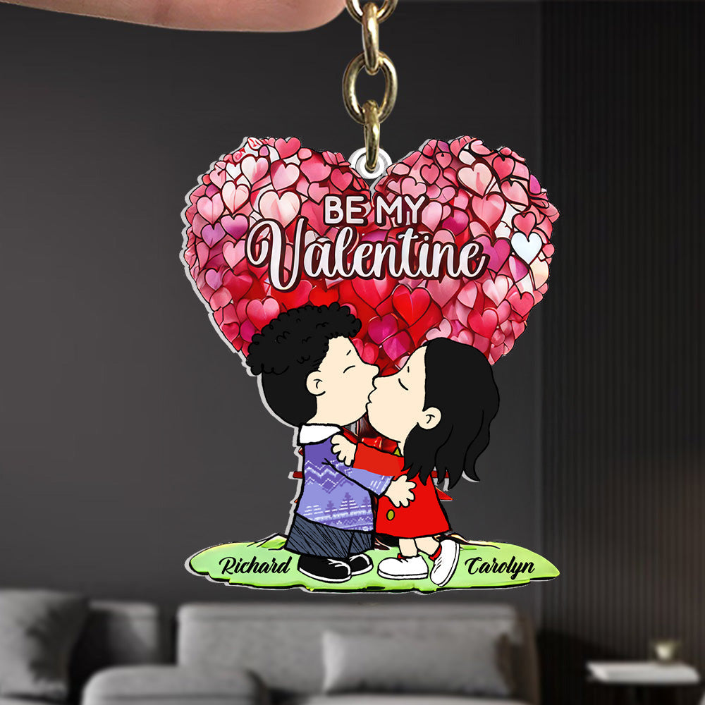 Personalized Be My Valentine Acrylic Keychain Gift for Couples