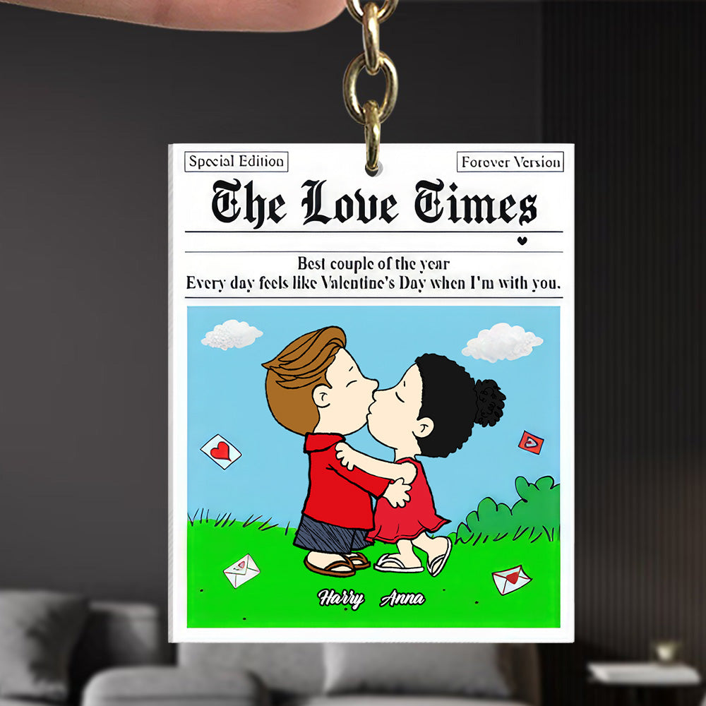Personalized Acrylic Keychain Custom Cartoon Couple Gift for Anniversary