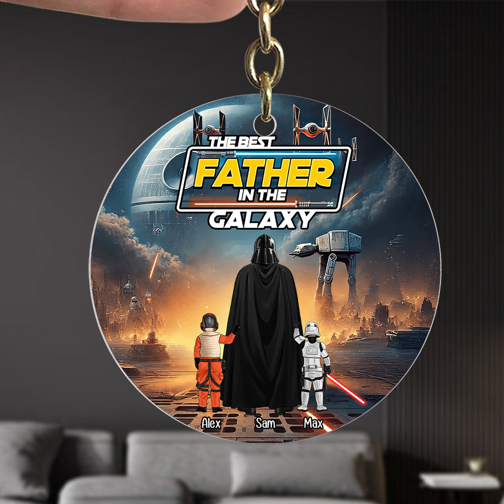 Personalized Acrylic Keychain Best Father in the Galaxy Gift for Dad