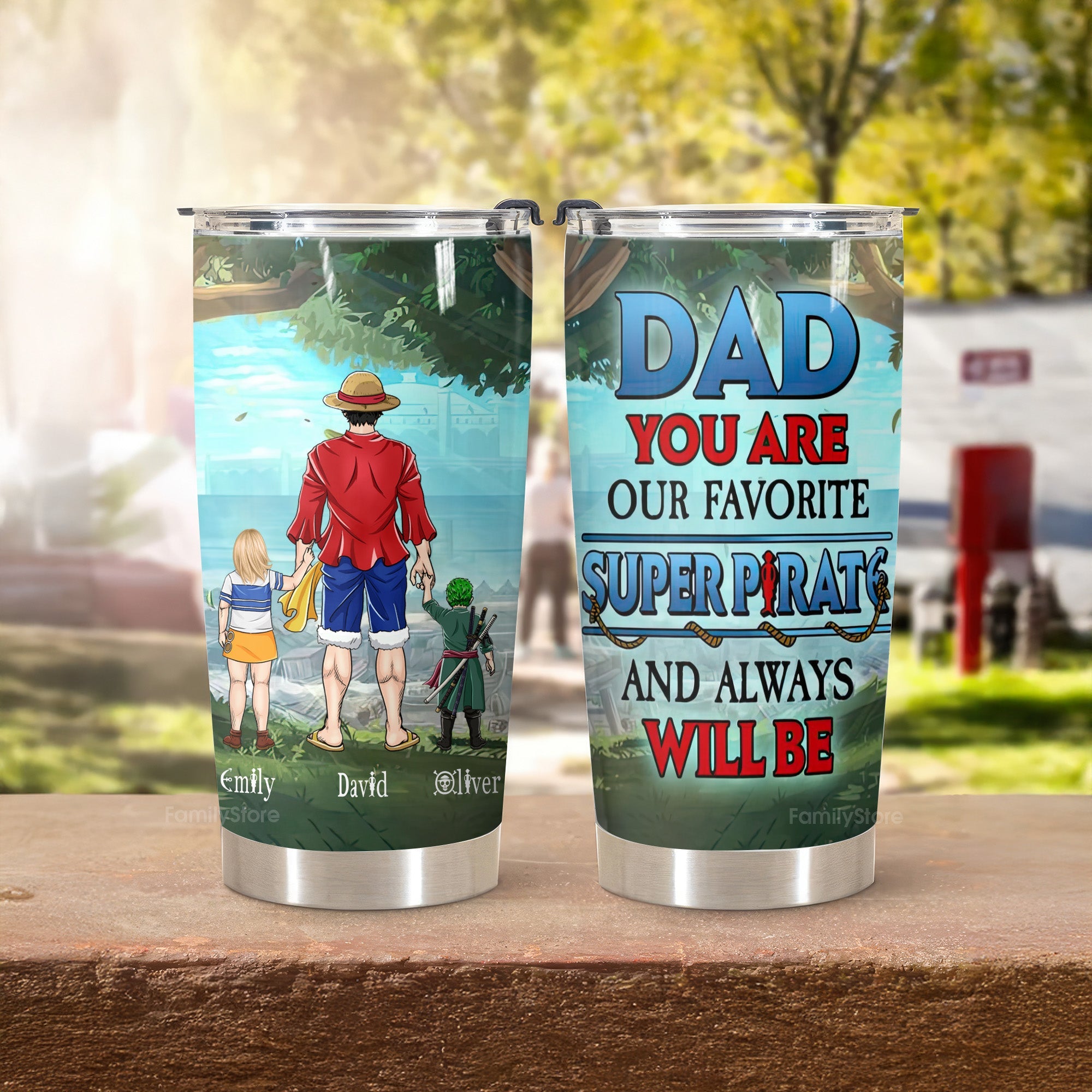 Personalized Stainless Steel Tumbler for Dad - Super Pirate Gift