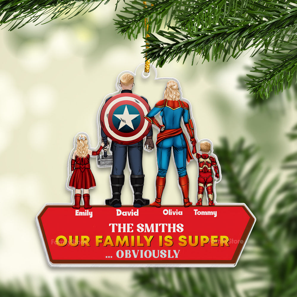 Personalized Super Hero Acrylic Ornament Family Gift