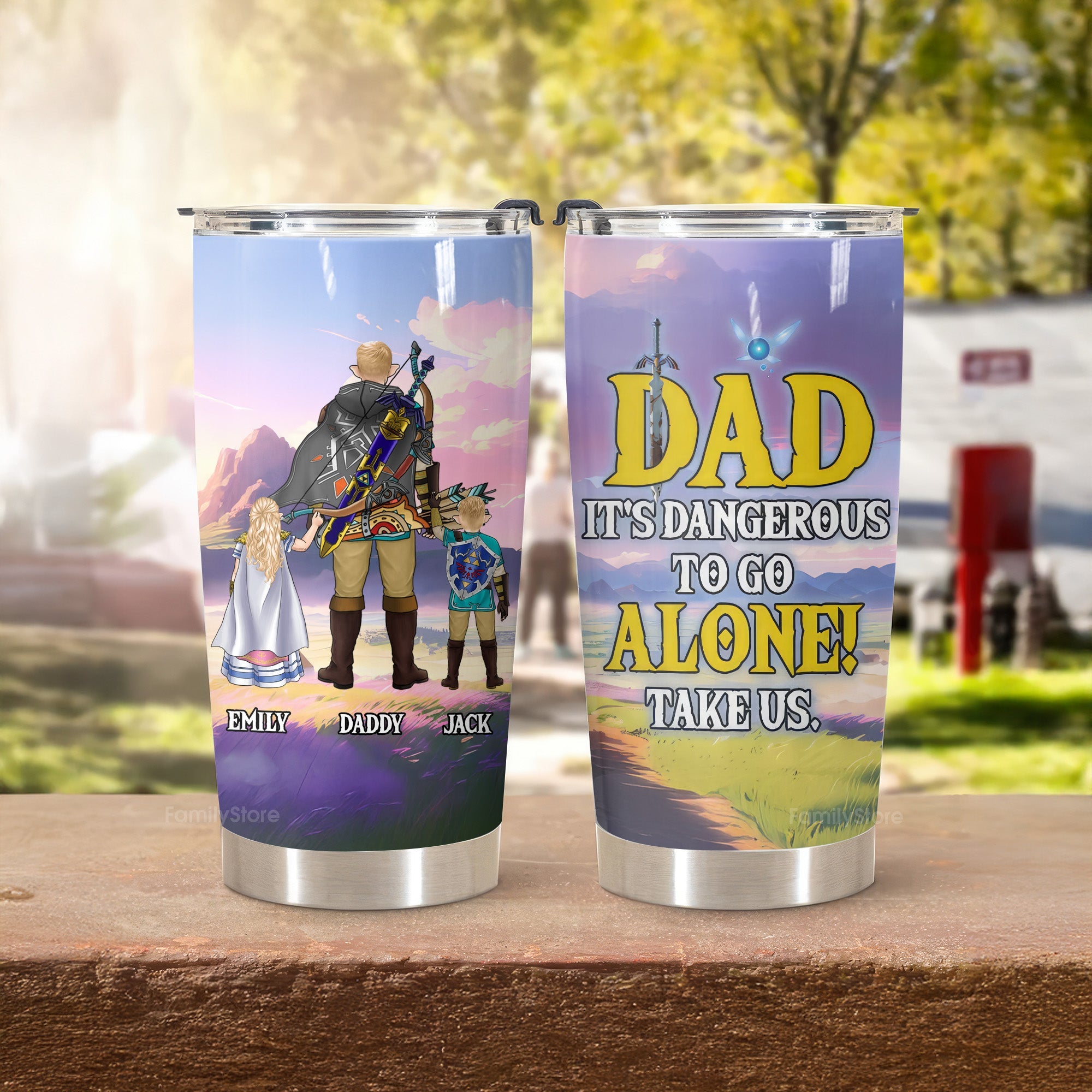 Personalized Stainless Steel Tumbler Dad Gift Adventure Custom Family Design