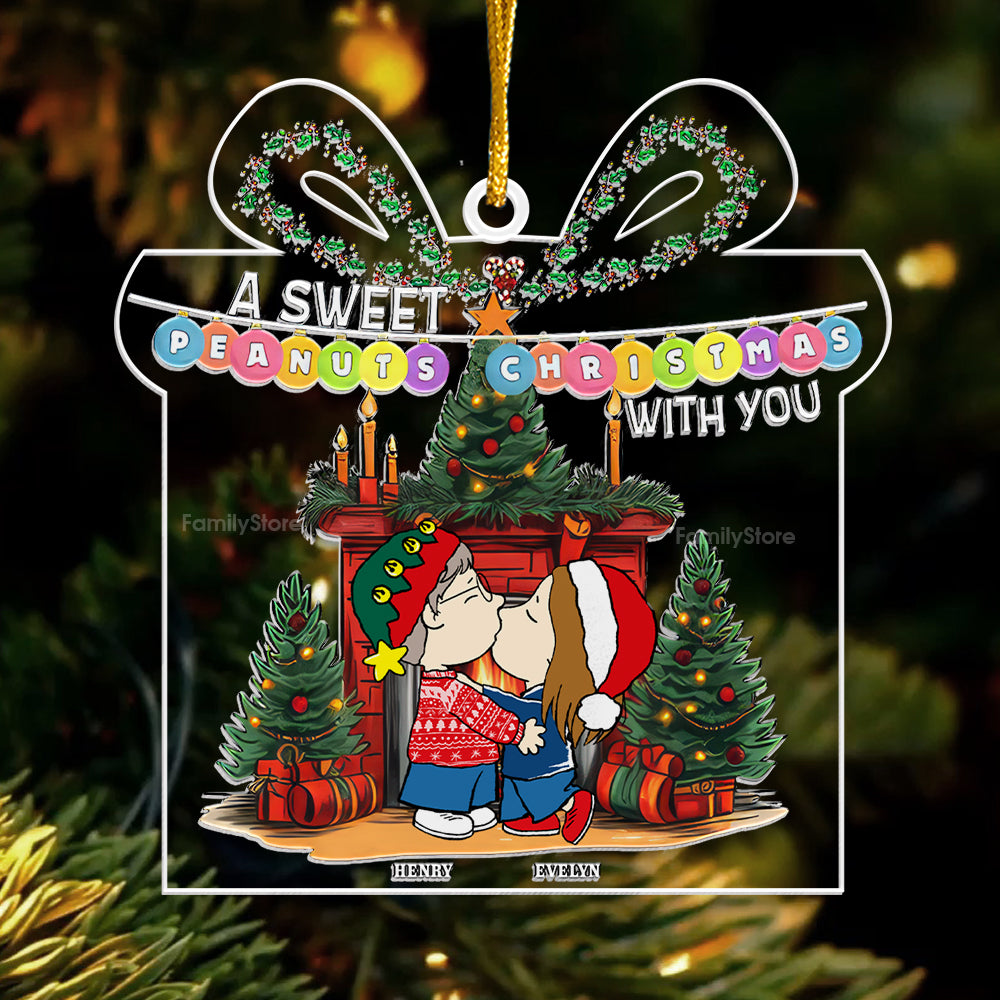 Personalized Acrylic Christmas Ornament Gift for Couple - Sweet Peanuts Theme