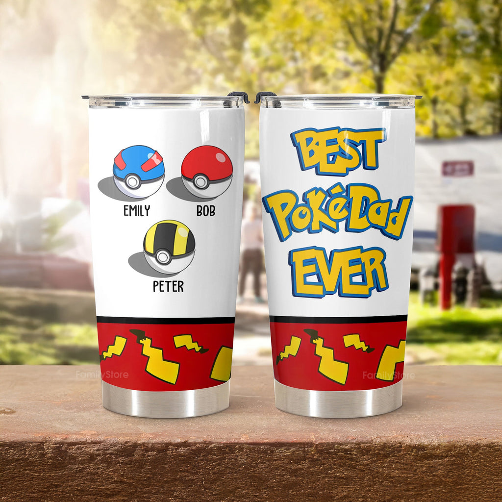 Personalized Pokemon Best Pokedad Ever Tumbler Gift for Dad