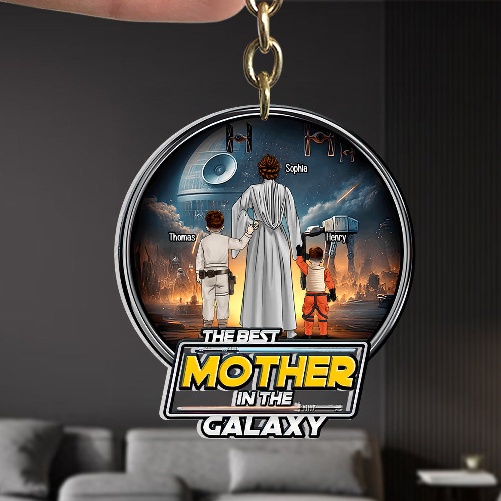 Personalized Acrylic Keychain The Best Mother In The Galaxy Gift for Mom, Grandma, Wife