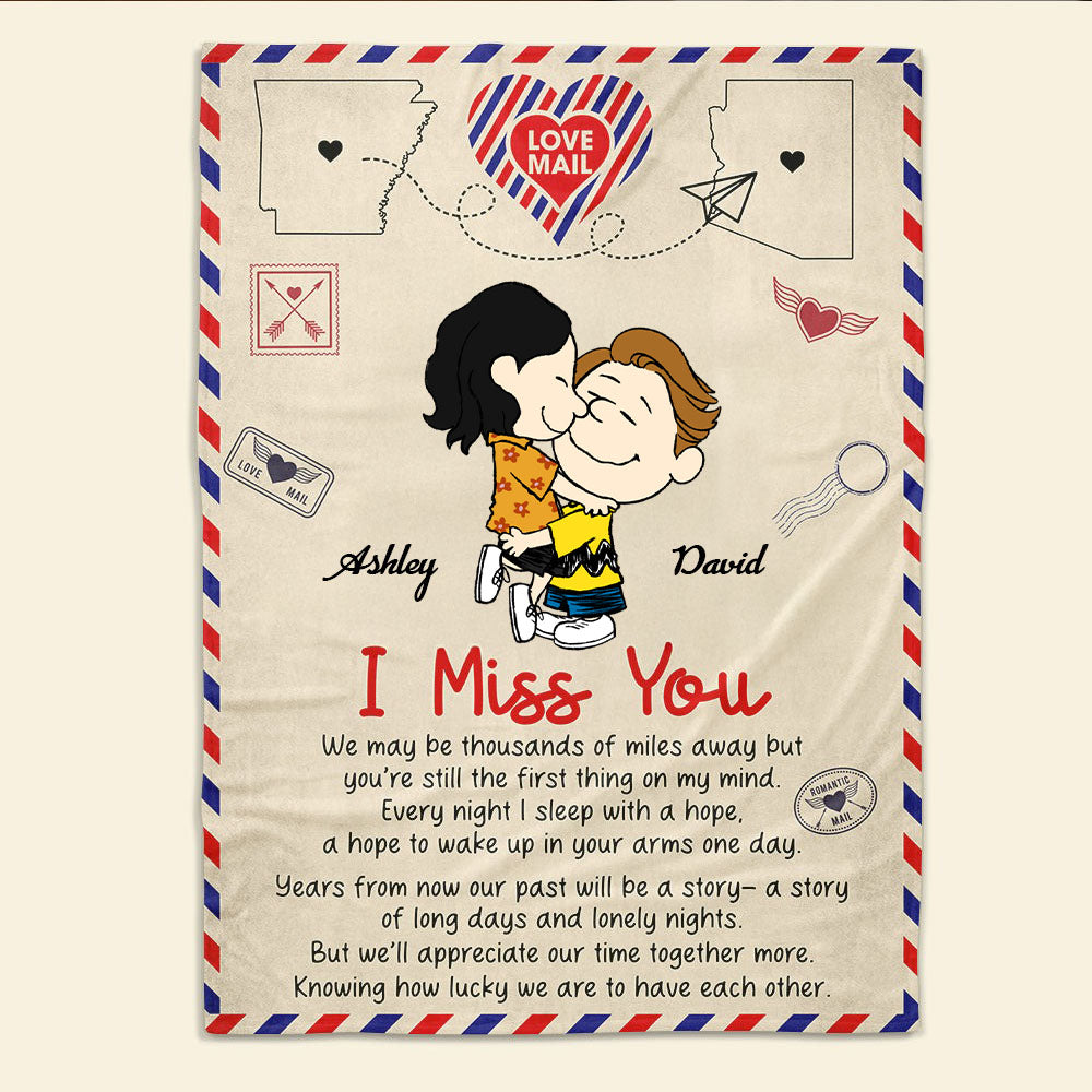 Personalized Love Mail Blanket Custom Couple Gift I Miss You