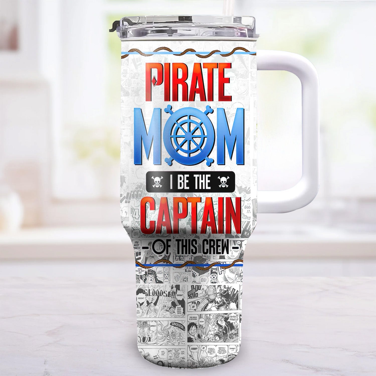 Personalized 40oz Tumbler Cup for Mom - Pirate Themed Gift