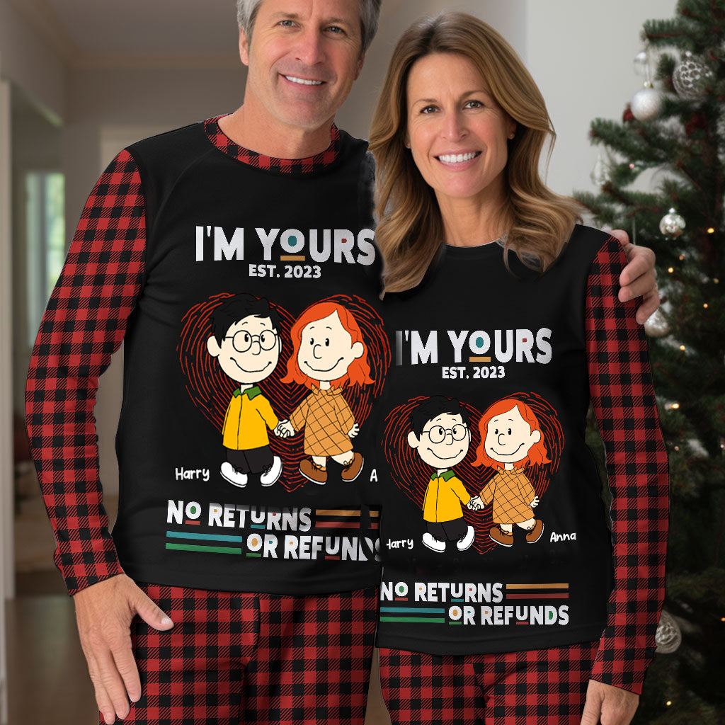 Personalized Unisex Pajama Set with Cute Couple Quote Gift for Couples