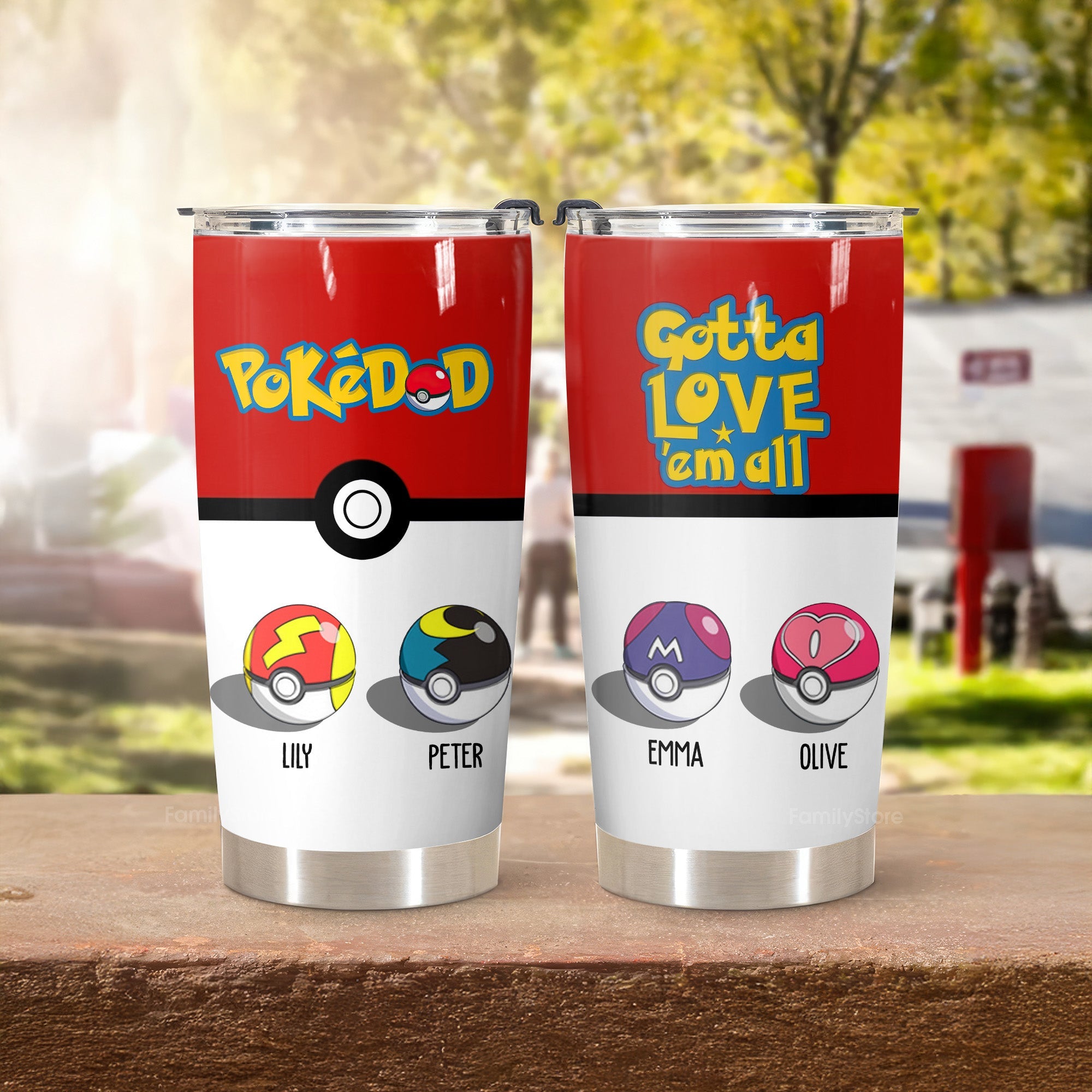 Personalized Pokemon Best Pokedad Tumbler Gift for Dad - 20oz, 30oz, 40oz