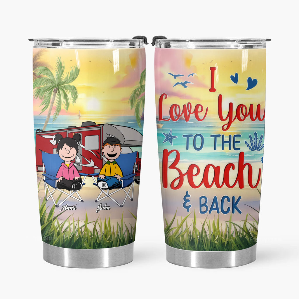 Personalized Camping Tumbler Beach Design Gift for Couple