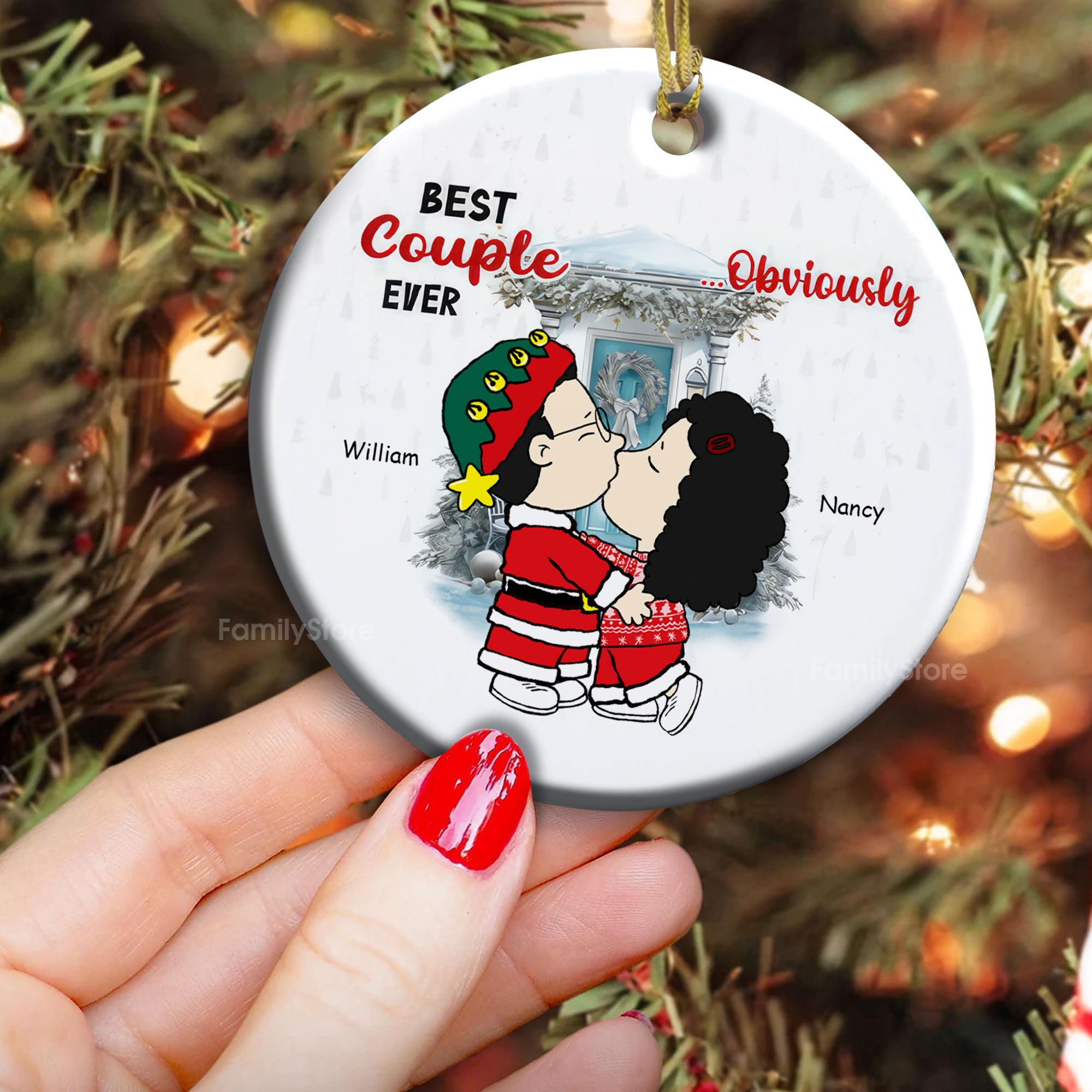 Personalized Ceramic Ornament Best Couple Ever Gift for Husband and Wife
