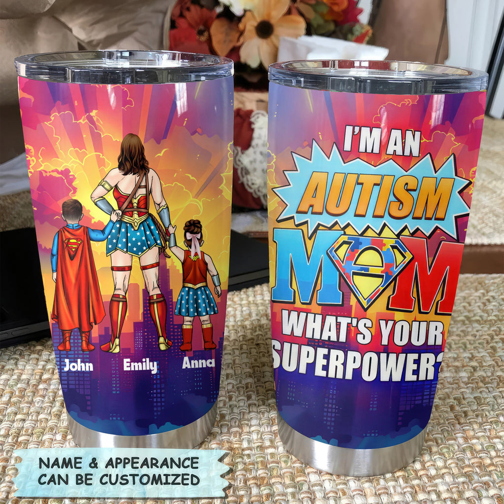 Personalized Super Mom Tumbler Gift for Mom & Grandma