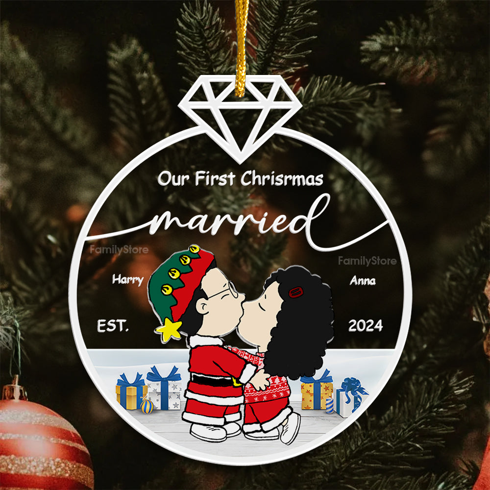 Personalized Acrylic Ornament Our First Christmas Married Gift for Couple