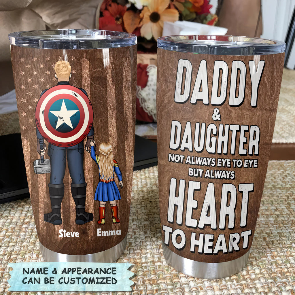 Personalized Stainless Steel Tumbler Gift for Dad & Kids Heart to Heart