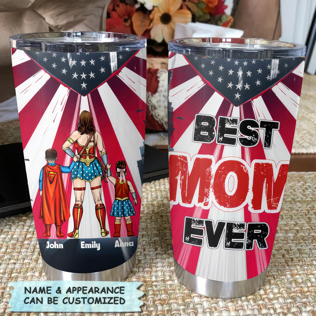 Personalized Superhero Mom Stainless Steel Tumbler Gift for Mother's Day