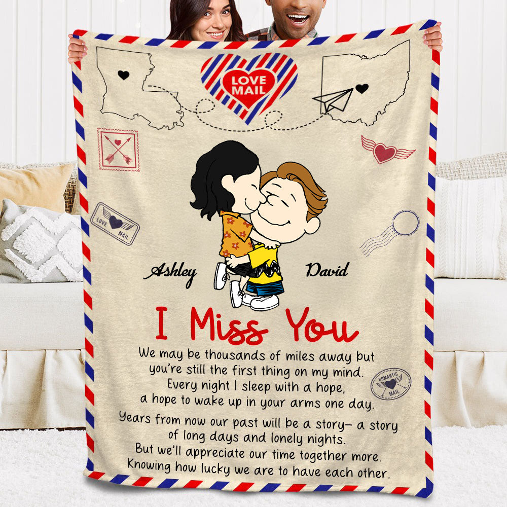 Personalized Love Mail Blanket Custom Couple Gift I Miss You