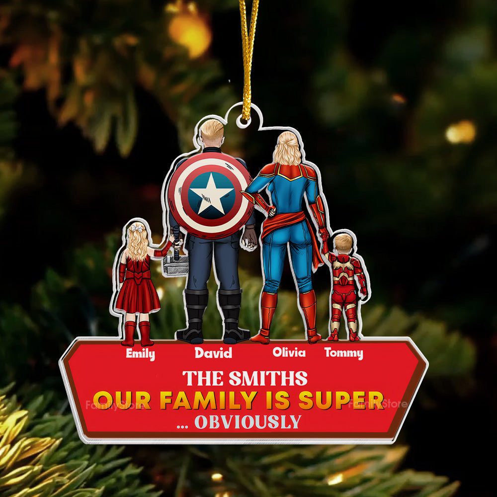 Personalized Super Hero Acrylic Ornament Family Gift