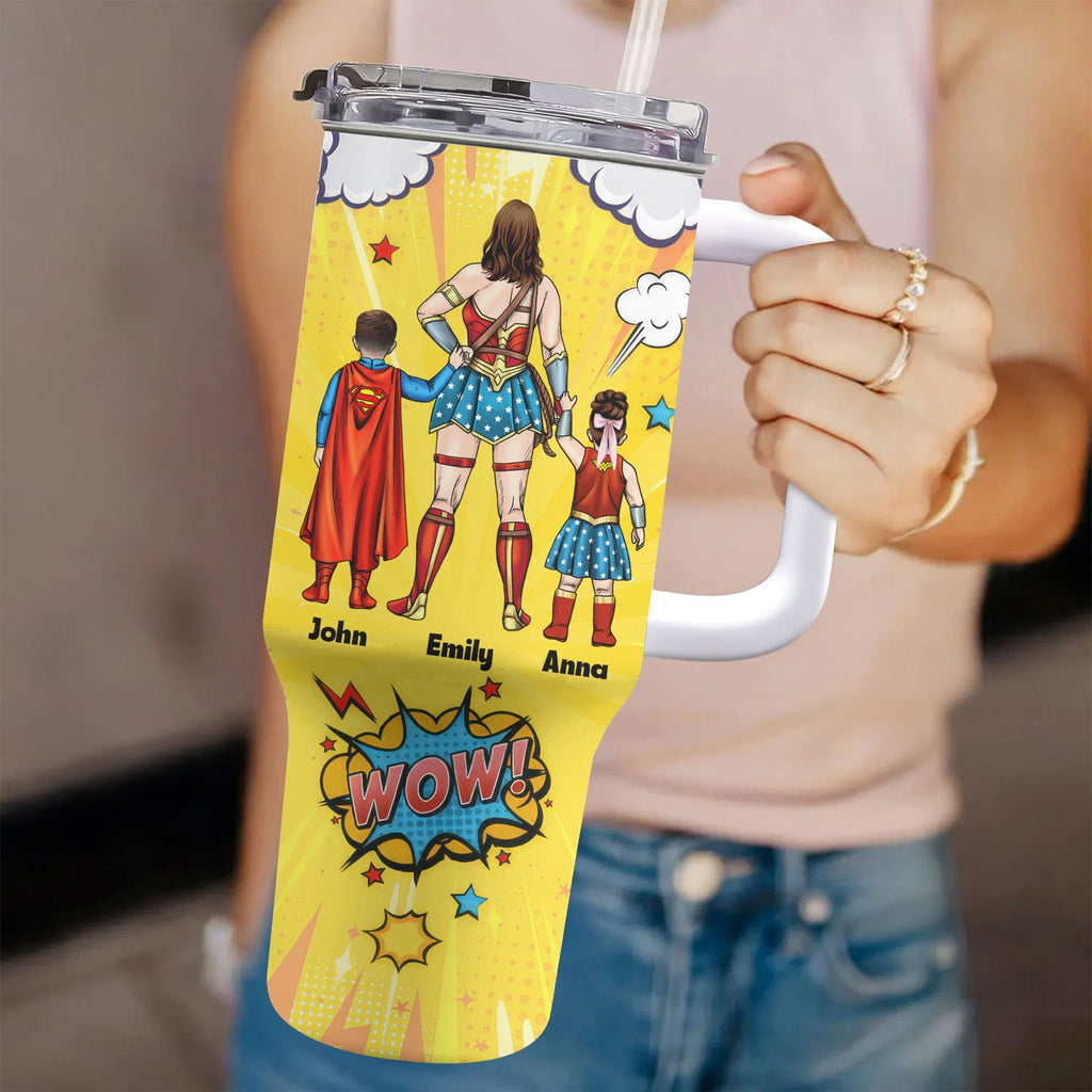 Personalized Superhero Mom 40oz Tumbler Custom Name Gift for Mother's Day