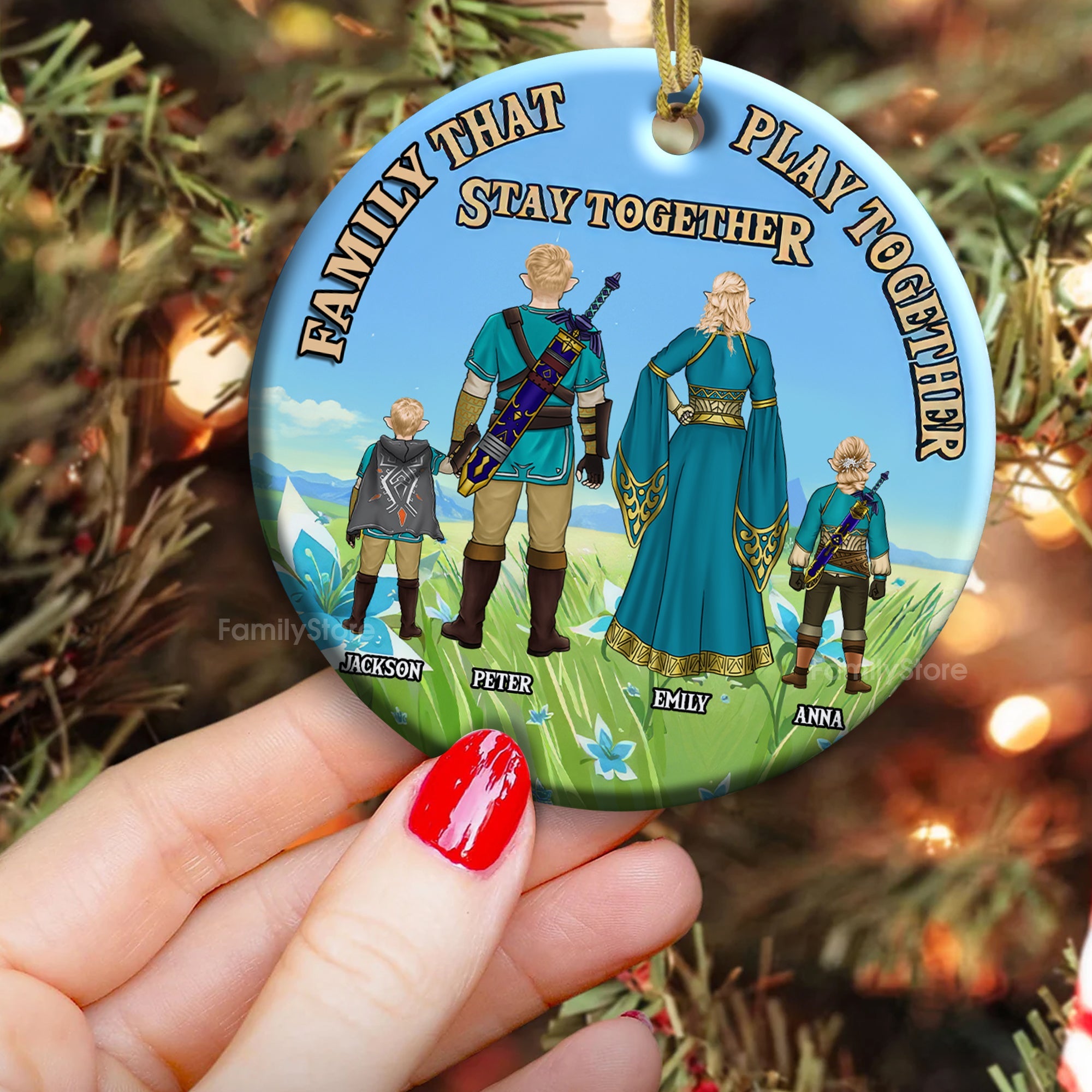 Personalized Zelda Family Ornament Custom Name Gift for Family