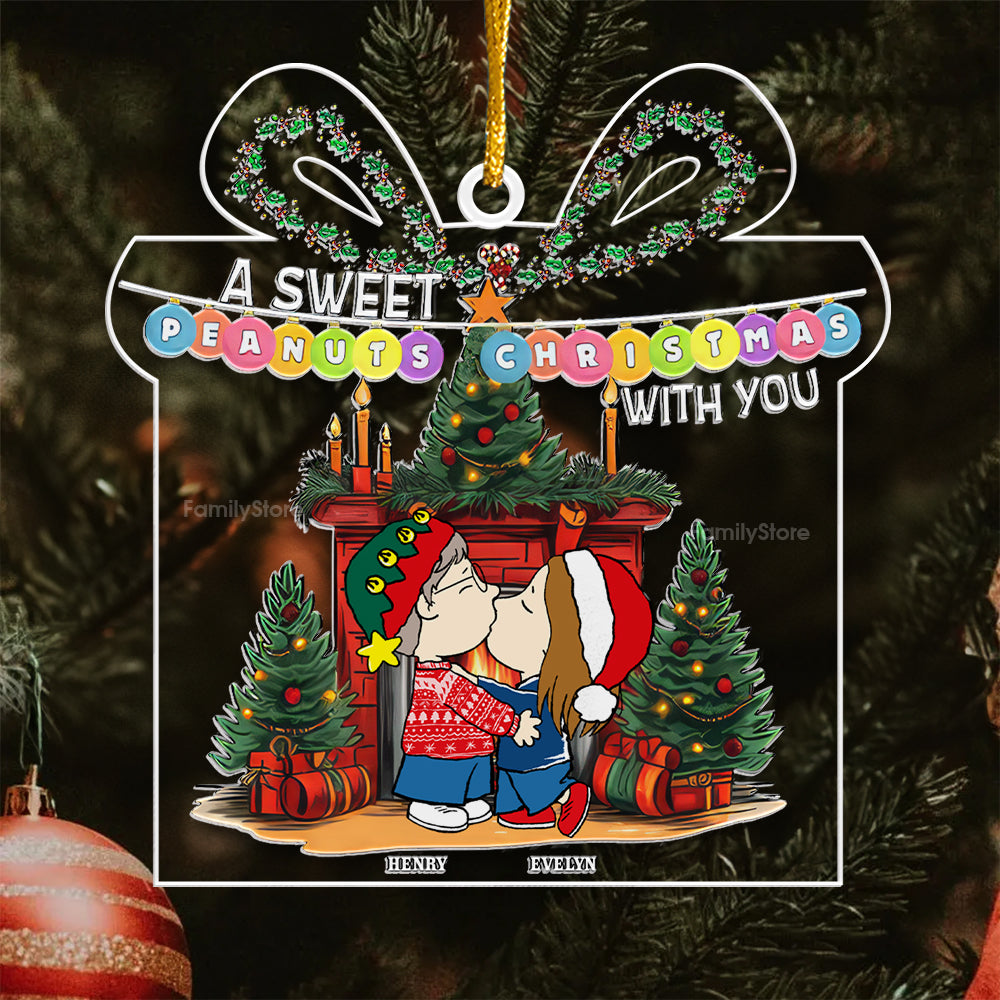 Personalized Acrylic Christmas Ornament Gift for Couple - Sweet Peanuts Theme