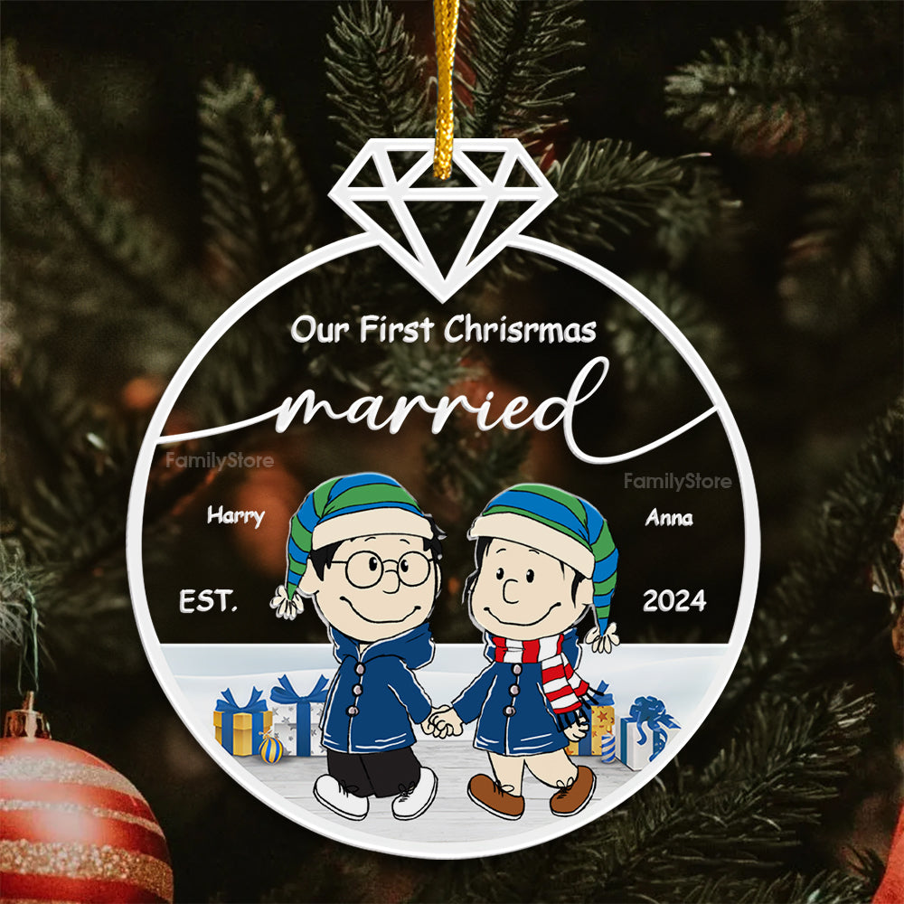 Personalized Acrylic Ornament First Christmas Married Gift for Couple
