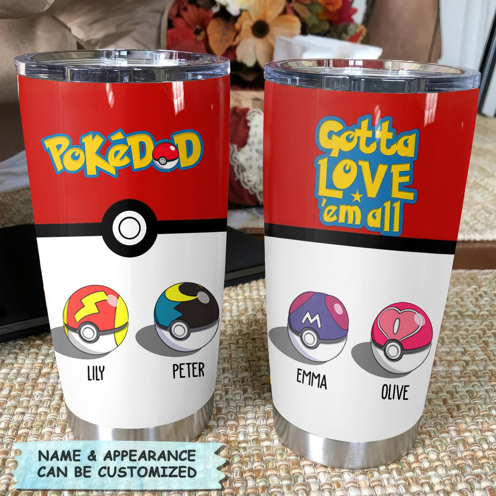 Personalized Pokemon Best Pokedad Tumbler Gift for Dad - 20oz, 30oz, 40oz