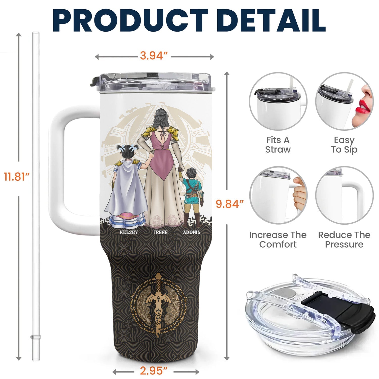 Personalized 40oz Tumbler for Mom with Legend of Mom Design - Gift for Mother's Day