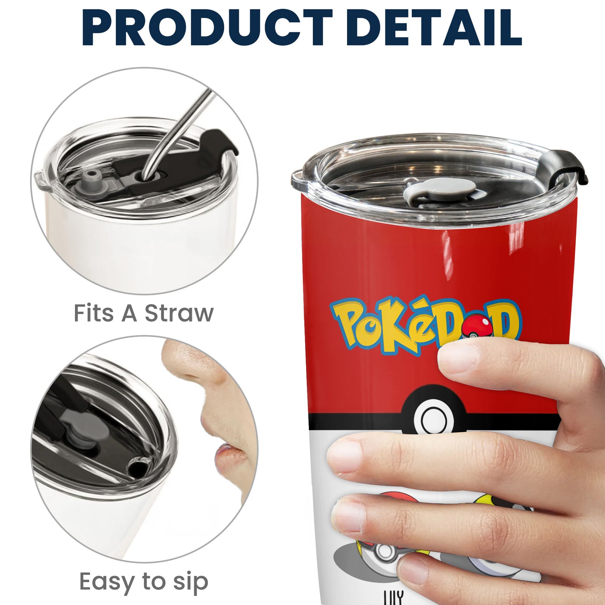 Personalized Pokemon Best Pokedad Tumbler Gift for Dad - 20oz, 30oz, 40oz
