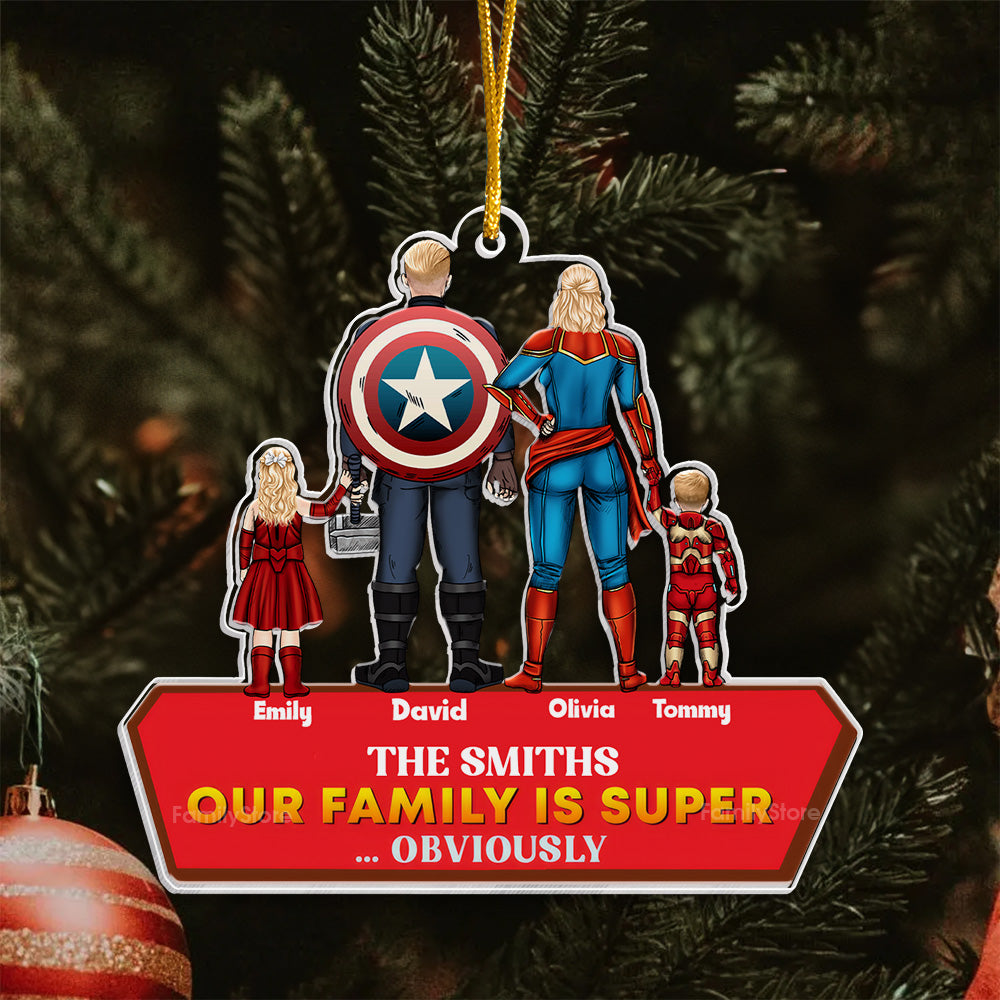 Personalized Super Hero Acrylic Ornament Family Gift